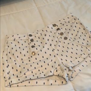 Rue 21 Pineapple High Waisted White/Blue Shorts